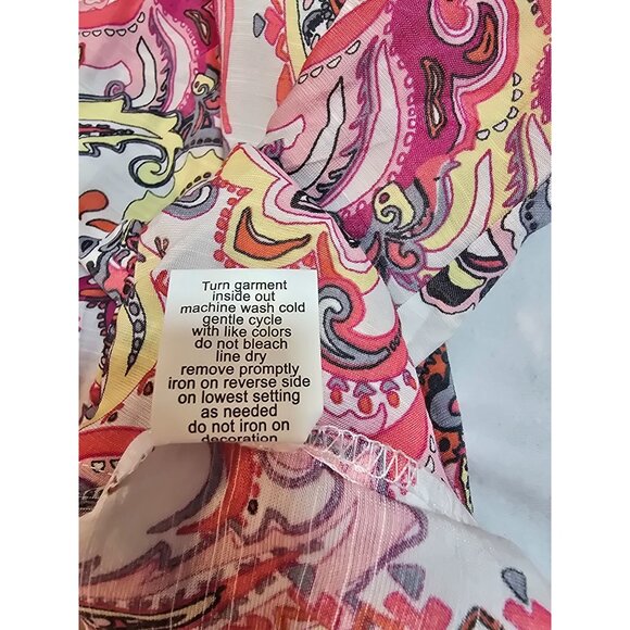 NY Collection Paisley Print Off-Shoulder Top Bell Sleeves Crochet Size 2X New - Picture 6 of 14